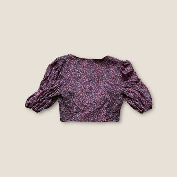 Zara Black Floral Bustier Crop Top - Picture 5 of 6